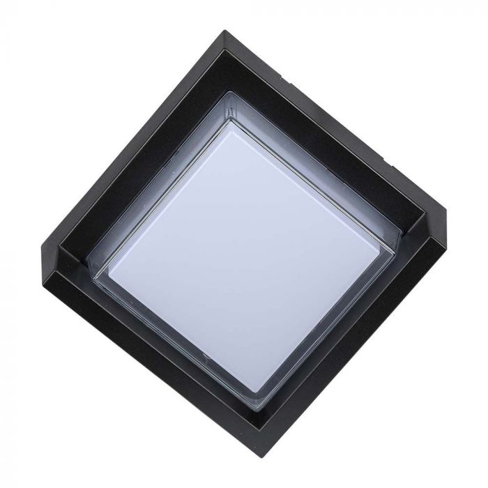 7W(670Lm) LED wall light, V-TAC, IP65, black, square, warm white light 3000K