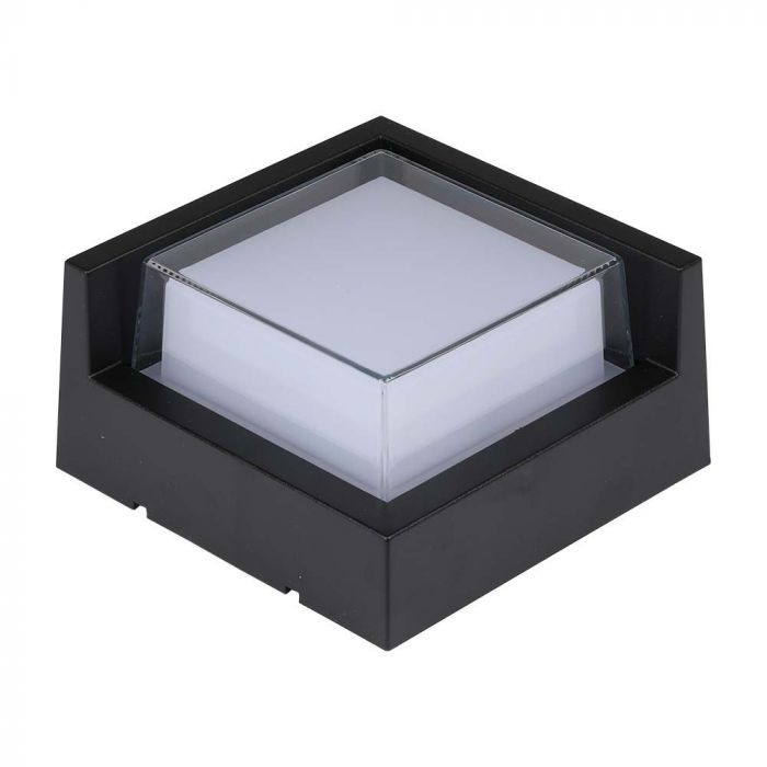 7W(670Lm) LED wall light, V-TAC, IP65, black, square, warm white light 3000K