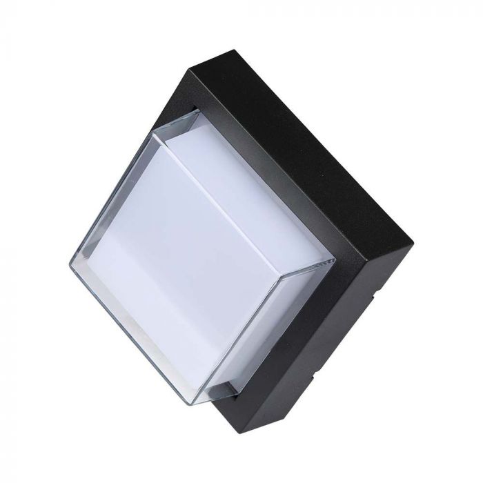 Настенный светодиодный светильник 7W(700Lm), V-TAC, IP65, черный, квадратный, теплый белый свет 3000K