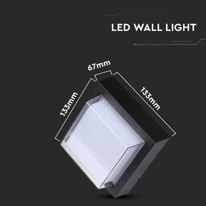 7W(700Lm) LED seinavalgusti, V-TAC, IP65, must, kandiline, soe valge valgus 3000K