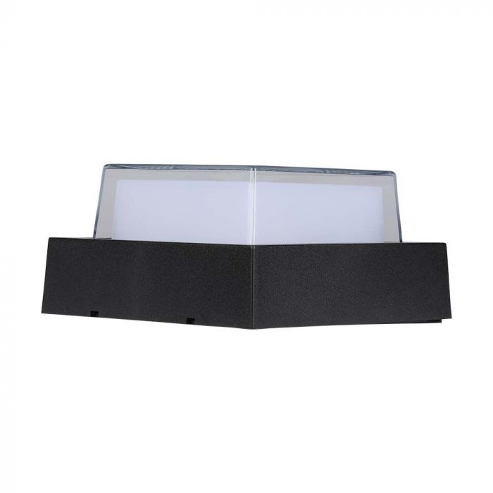 7W(700Lm) LED seinavalgusti, V-TAC, IP65, must, kandiline, soe valge valgus 3000K