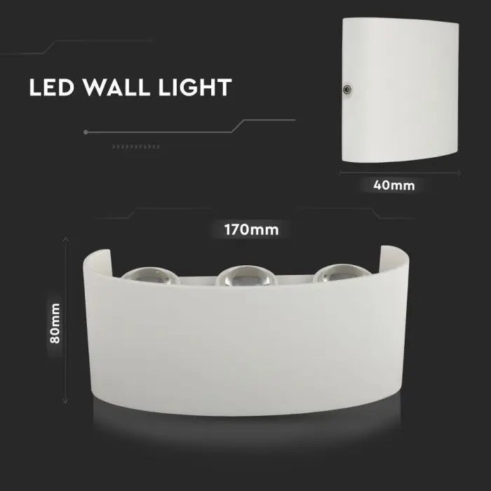5W(630Lm) LED Fasādes gaismeklis, V-TAC, IP65, balts, silti balta gaisma 3000K