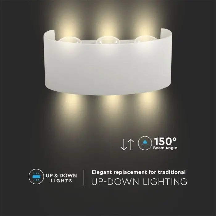 5W(630Lm) LED Fasādes gaismeklis, V-TAC, IP65, balts, silti balta gaisma 3000K