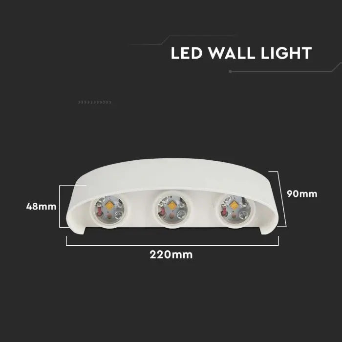 5W(630Lm) LED fasādes gaismeklis, V-TAC, IP65, balts, neitrāli balta gaisma 4000K