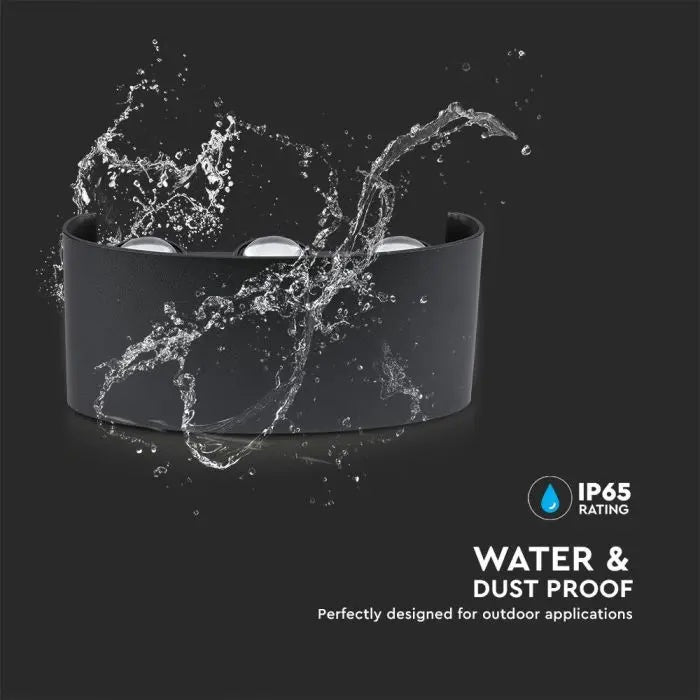 5W(630Lm) LED-fasadarmatur, V-TAC, IP65, svart, varmvitt ljus 3000K