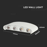 7W(870Lm) LED wall light, V-TAC, IP65, white, neutral white light 4000K