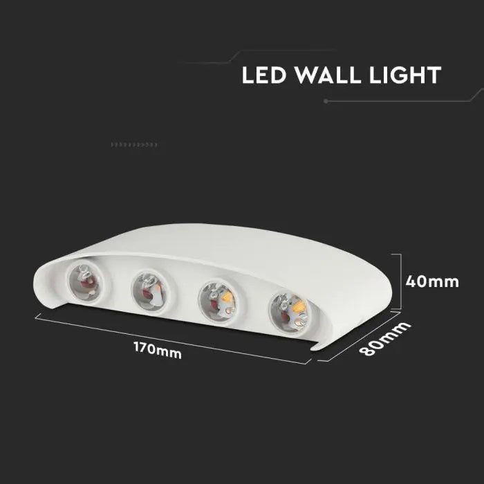 7W(870Lm) LED wall light, V-TAC, IP65, white, neutral white light 4000K