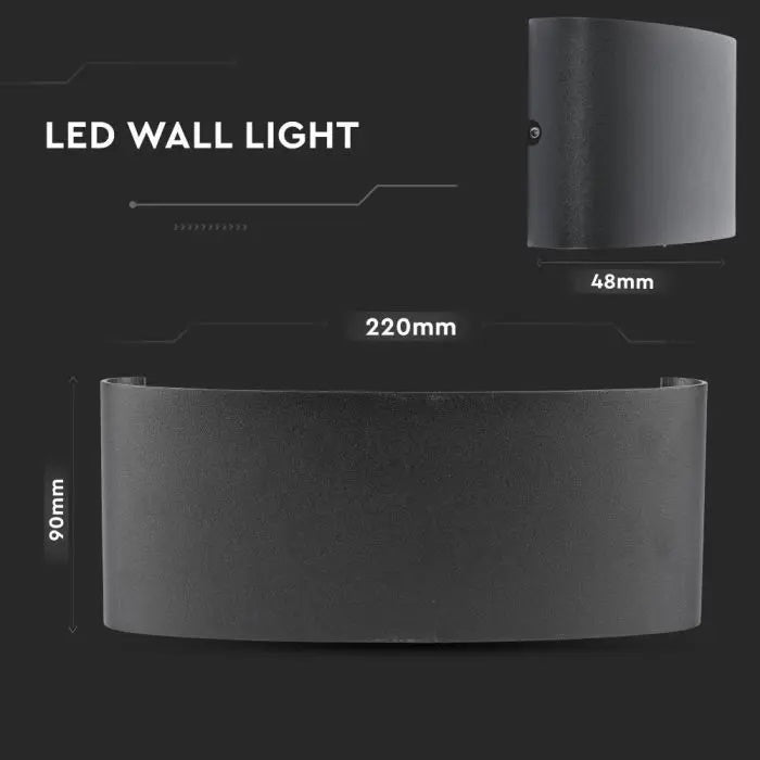 7W(870Lm) LED Facade light, V-TAC, IP65, black, warm white light 3000K