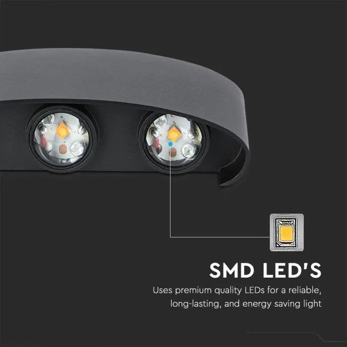 7W(870Lm) LED fasadarmatur, V-TAC, IP65, svart, neutralvit 4000K
