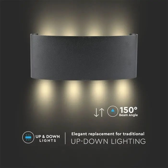 7W(870Lm) LED Facade light, V-TAC, IP65, black, warm white light 3000K
