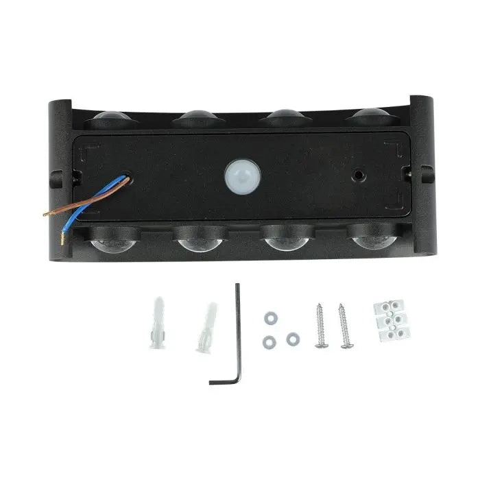 7W(870Lm) LED Fasādes gaismeklis, V-TAC, IP65, melns, silti balta gaisma 3000K