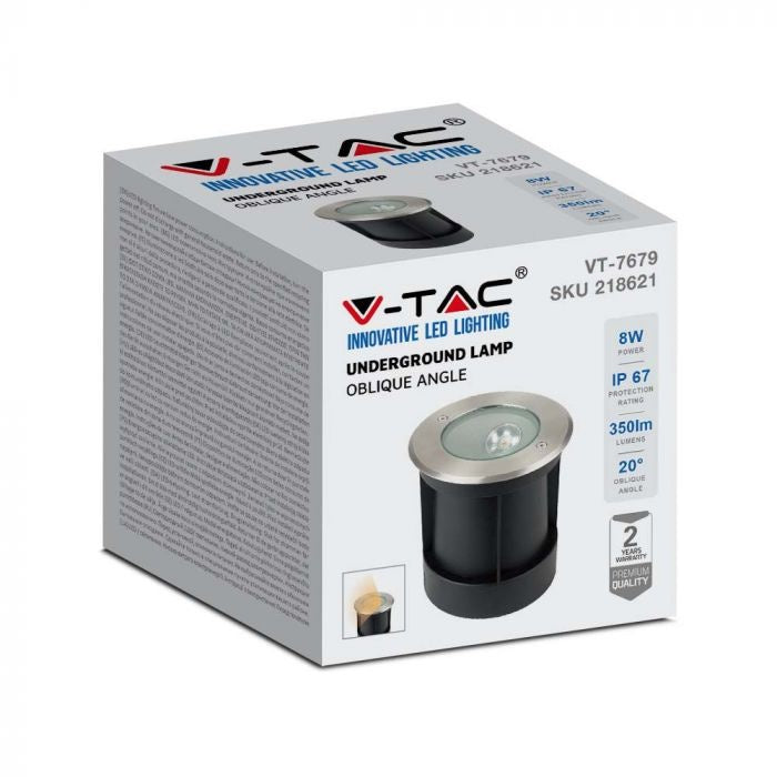 8W(350Lm) LED COB süvistatav valgusti, V-TAC, IP67, must, ümmargune, neutraalne valge 4000K