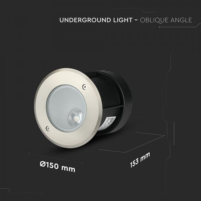 8W(350Lm) LED COB süvistatav valgusti, V-TAC, IP67, must, ümmargune, neutraalne valge 4000K