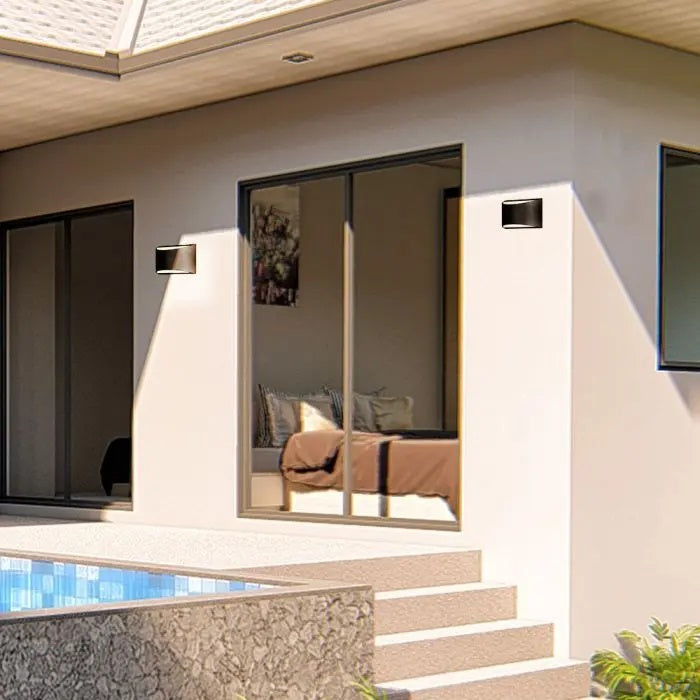 9W(1280Lm) LED BRIDGELUX fasādes gaismeklis, V-TAC, IP54, melns, neitrāli balta gaisma 4000K