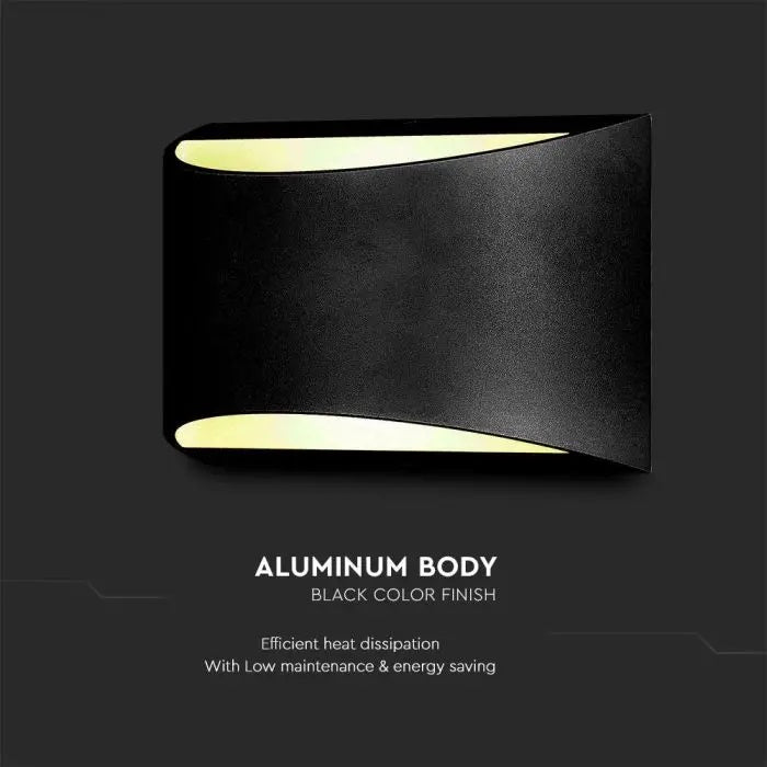 9W(1280Lm) LED BRIDGELUX fasādes gaismeklis, V-TAC, IP54, melns, neitrāli balta gaisma 4000K