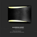 9W(1280Lm) LED BRIDGELUX fasādes gaismeklis, V-TAC, IP54, melns, neitrāli balta gaisma 4000K