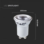GU10 2W (150Lm) LED-lampa, V-TAC SAMSUNG, IP20, MR11, 5 års garanti, 6500K kallvitt ljus