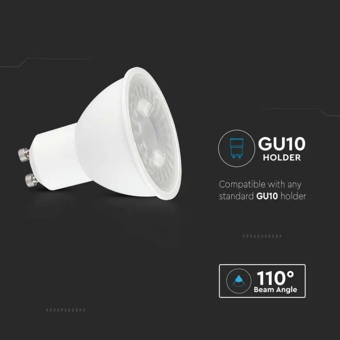 GU10 7.5W(610Lm) LED Spuldze, V-TAC SAMSUNG, IP20, garantija 5 gadi, silti balta gaisma 3000K