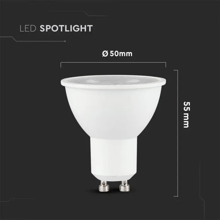 GU10 7.5W(610Lm) LED Spuldze, V-TAC SAMSUNG, IP20, garantija 5 gadi, neitrāli balta gaisma 4000K
