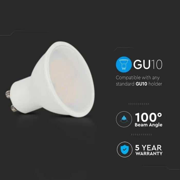 GU10 10W(1000Lm) LED Spuldze V-TAC SAMSUNG, garantija 5 gadi, IP20, silti balta gaisma 3000K
