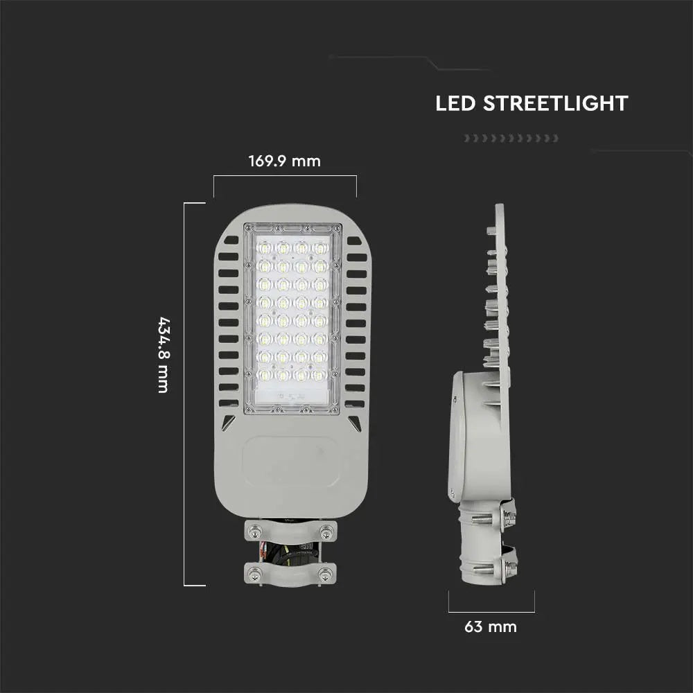 Paraugu izpārdošana, 50W(6850Lm) LED V-TAC SAMSUNG ielu laterna, IP65, pelēks, neitrāli balta gaisma 4000K