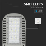 Paraugu izpārdošana, 50W(6850Lm) LED V-TAC SAMSUNG ielu laterna, IP65, pelēks, neitrāli balta gaisma 4000K