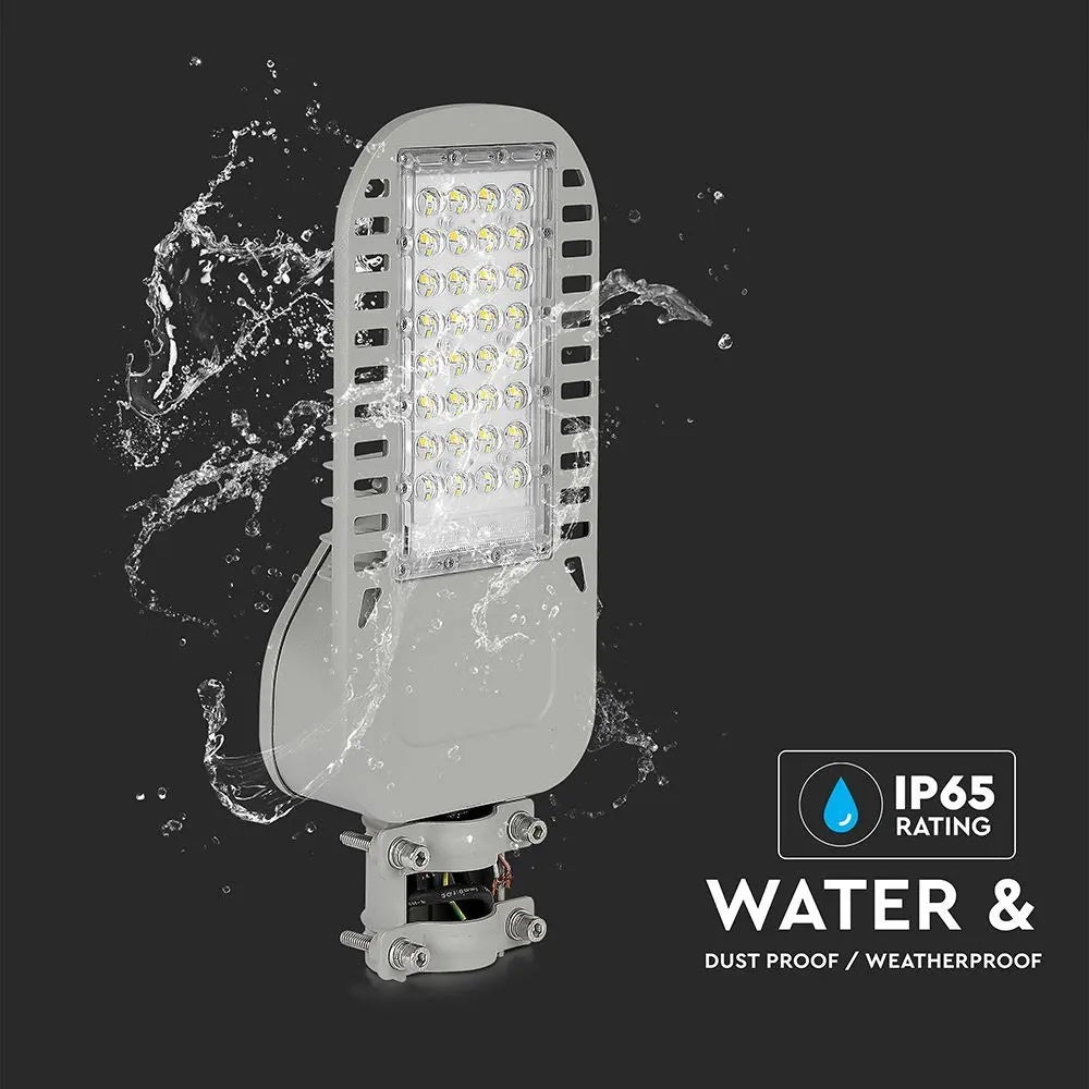 Paraugu izpārdošana, 50W(6850Lm) LED V-TAC SAMSUNG ielu laterna, IP65, pelēks, neitrāli balta gaisma 4000K