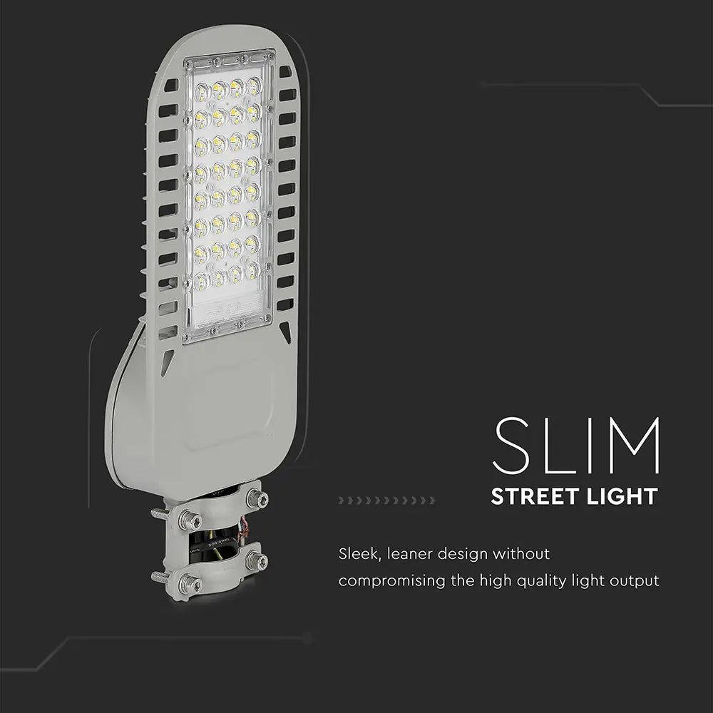 Paraugu izpārdošana, 50W(6850Lm) LED V-TAC SAMSUNG ielu laterna, IP65, pelēks, neitrāli balta gaisma 4000K