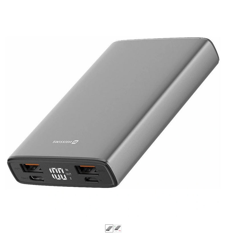 10000 mAhPower Banka Ārējās Uzlādes Baterija 2xUSB / USB-C / Micro USB / 20W