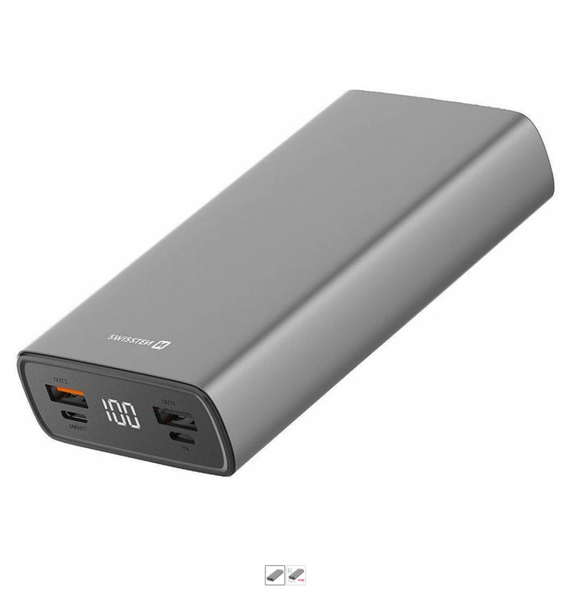 20000 mAh Aluminum Power Bank External Charging Battery 2xUSB / USB-C / Micro USB / 20W /