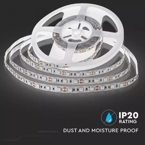 Hind 1m_9W/m(600Lm) LED lint, 60 dioodi SMD5050, veekindel IP20, V-TAC, 24V, külmvalge valgus 6000K.