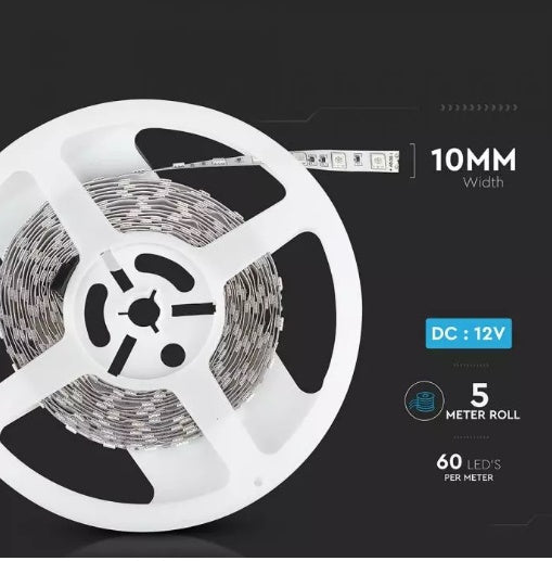 Hind 1m_9W/m(600Lm) LED lint, 60 dioodi SMD5050, veekindel IP20, V-TAC, 24V, külmvalge valgus 6000K.
