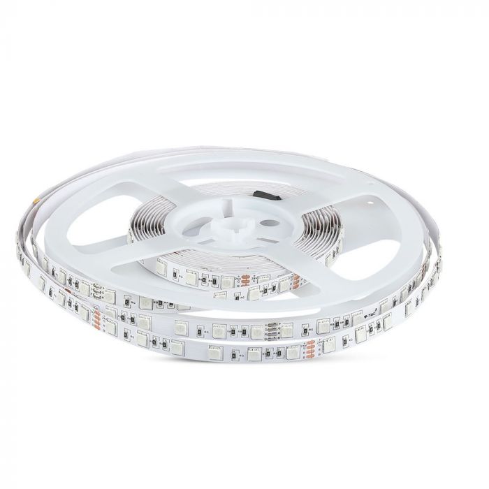 Pris för 1m_9.6W(1000Lm) LED-tejp, 60 dioder SMD5050, vattentät IP20, V-TAC, 24V, varmvitt ljus 3000K