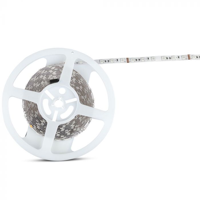 Pris för 1m_9.6W(1000Lm) LED-tejp, 60 dioder SMD5050, vattentät IP20, V-TAC, 24V, varmvitt ljus 3000K