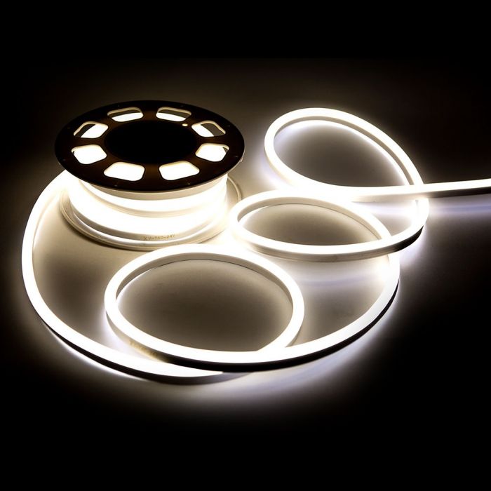 Цена за 10м8Вт/м(320Лм/м) Лента светодиодная 24В LED NEON FLEX, IP65 водонепроницаемая, V-TAC, нейтральный белый 4500K