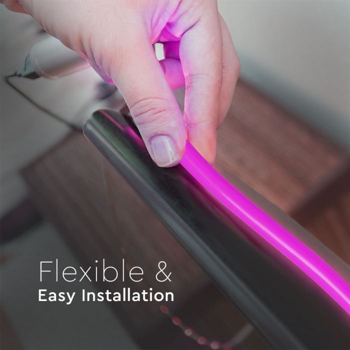 Цена за 10m_320Lm LED 24V Flex neon Tape (7-9W/m), IP65 waterproof, V-TAC, PINK