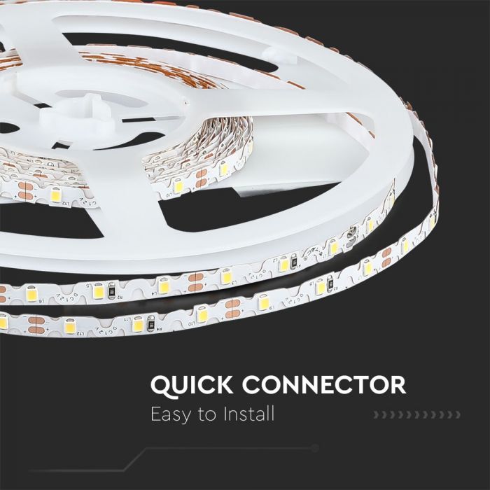 Pris per 1m_3,6W/m(300Lm) Led Tape, 60 dioder, SMD2835, typ S, vattentät IP20, V-TAC, kallvitt ljus 6400K