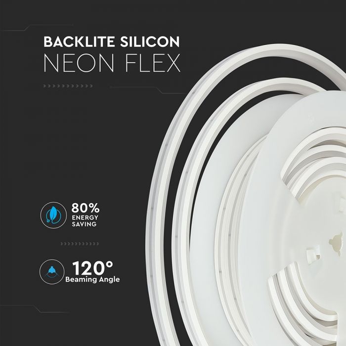 Цена на 10m_13Wm (1000Lm/m) 24V 0.55A LED Flex неоновая силиконовая лента, IP65 водонепроницаемая, V-TAC, теплый белый свет 3000K