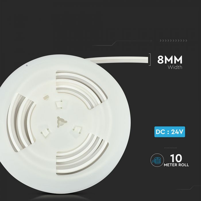 Price for 10m_13W (1000Lm) LED 24V 0.55A NEON FLEX silicone tape, IP65 waterproof, V-TAC, cold white light 6400K