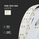 1 m LED lente 30W/m (2400lm), 24V, 360 LED/m SMD2216, CRI>95, IP20, 10 mm, auksti balta 6400K