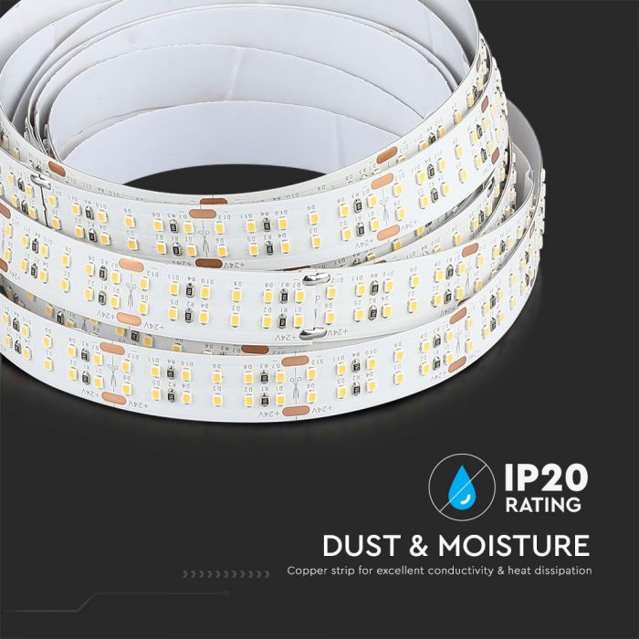 1 m LED lente 30W/m (2400lm), 24V, 360 LED/m SMD2216, CRI>95, IP20, 10 mm, auksti balta 6400K
