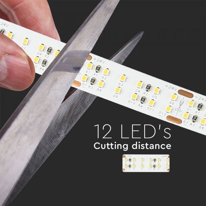 1 m LED lente 30W/m (2400lm), 24V, 360 LED/m SMD2216, CRI>95, IP20, 10 mm, auksti balta 6400K