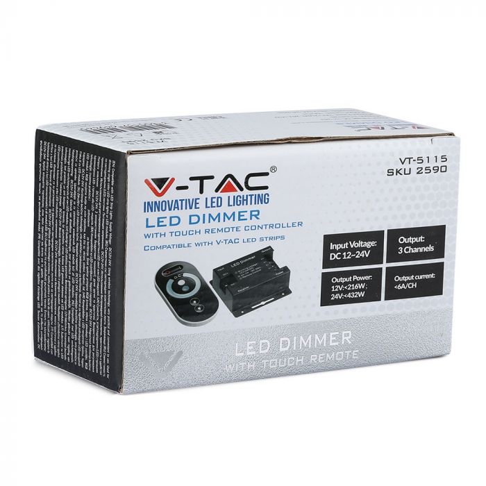 LED lentes dimmeris ar skārienjutīgu tālvadības pulti, DC 12V:216W, DC 24V:432W, 6A, V-TAC