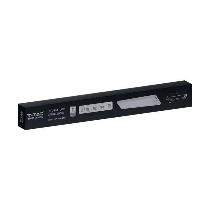 1,5W(110Lm) LED-skåparmatur med PIR-sensor, IP20, silver, neutralvit 4000K