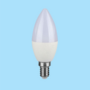 E14 4.5W(470Lm) LED Spuldze V-TAC SAMSUNG, garantija 5 gadi, C37, auksti balta gaisma 6400K