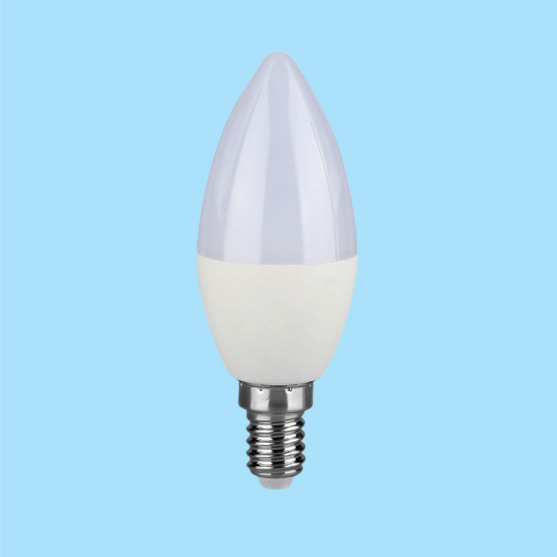 E14 4.5W(470Lm) LED Spuldze V-TAC SAMSUNG, garantija 5 gadi, C37, auksti balta gaisma 6400K