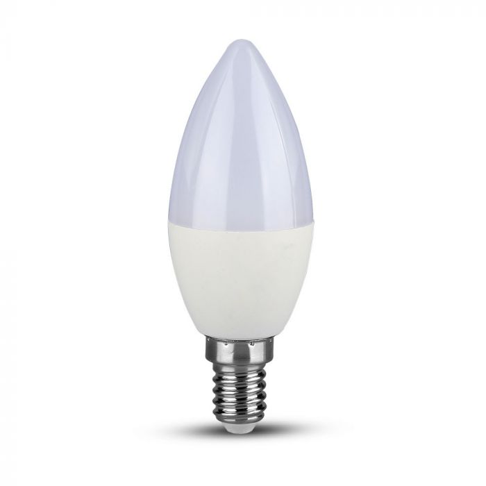 E14 4.5W(470Lm) LED Spuldze V-TAC SAMSUNG, garantija 5 gadi, C37, auksti balta gaisma 6400K