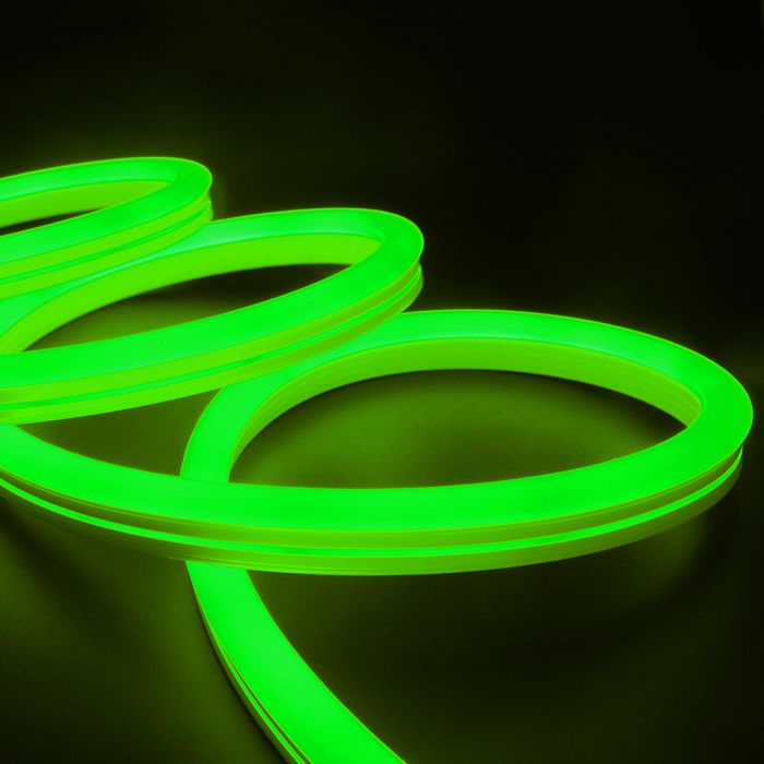 10 m rullis Neon Flex silikona LED lente 6,5W/m (260lm), 24V, IP68, griežama ik 5 cm, zaļa