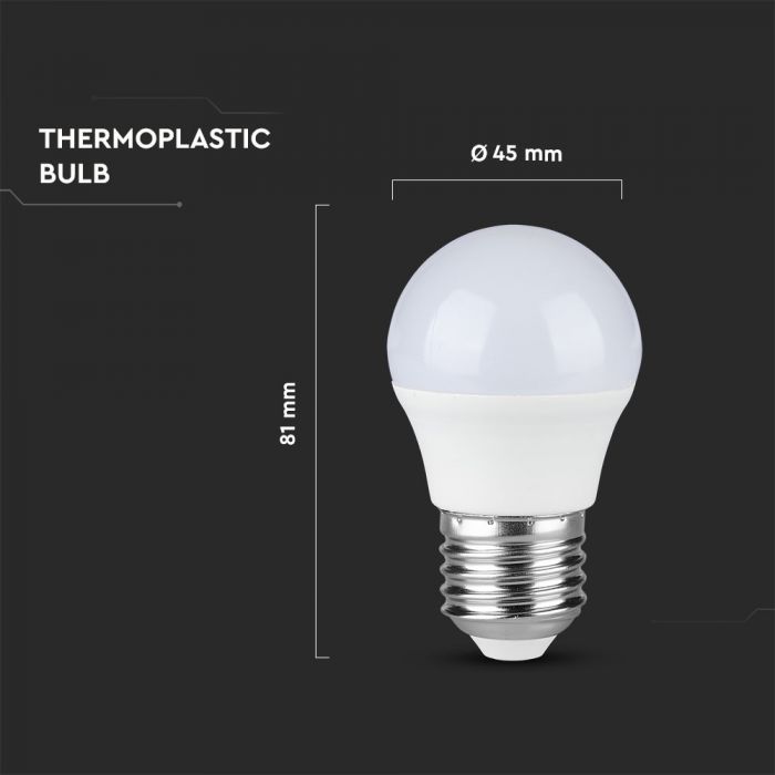E27 4.5W(470Lm) Светодиодная лампа V-TAC SAMSUNG, гарантия 5 лет, G45, нейтральный белый 4000K