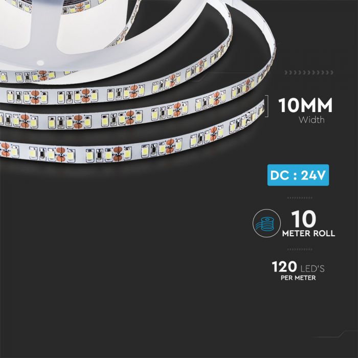 Цена за 1m_7.2W(600Lm) светодиодная лента, SMD2835, V-TAC, водонепроницаемость IP20, 24V, теплый белый свет 3000K